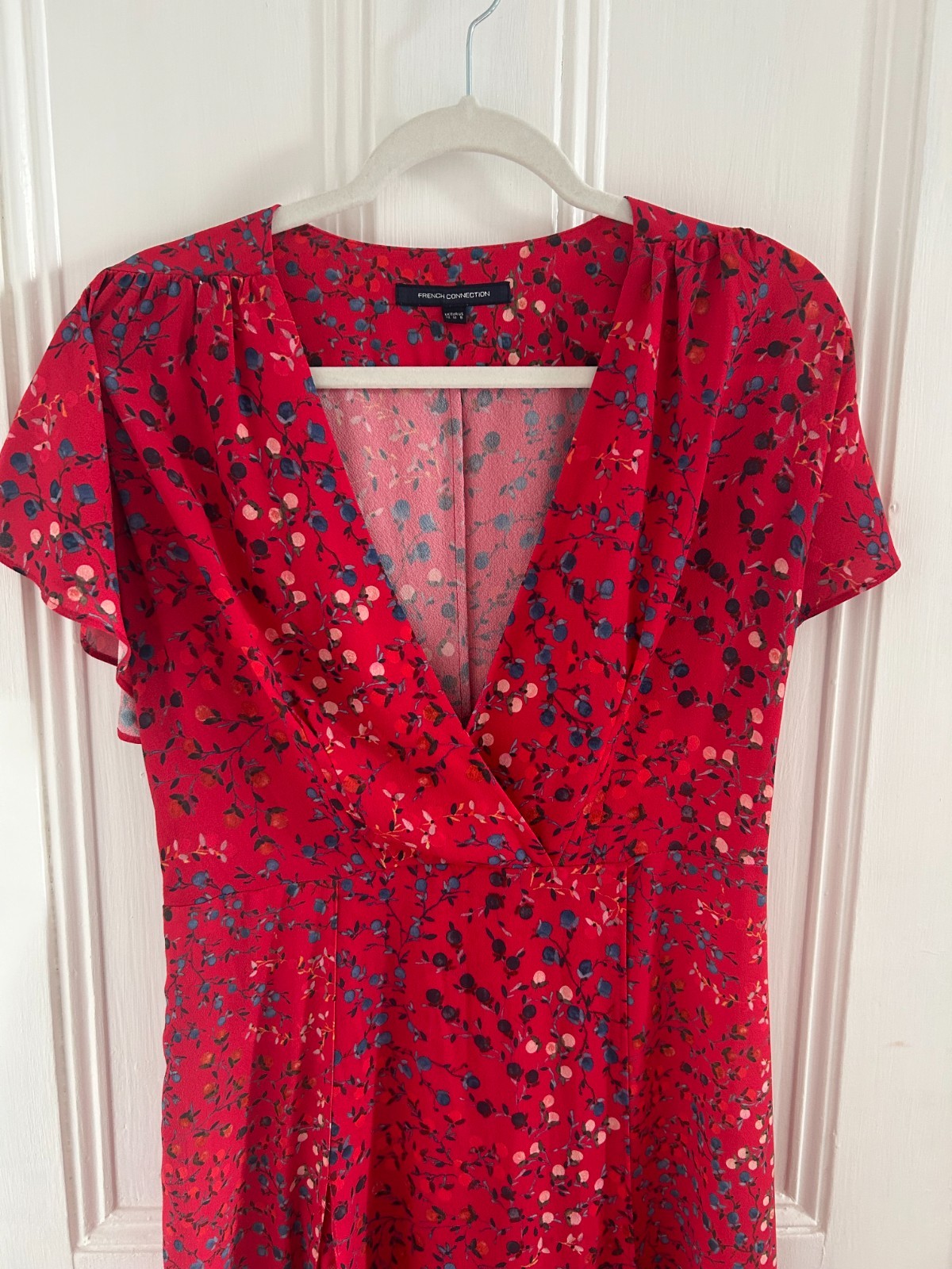 FRENCH CONNECTION Frances Drape Tie Waist Ditsy Floral Printed Maxi Dress UK12