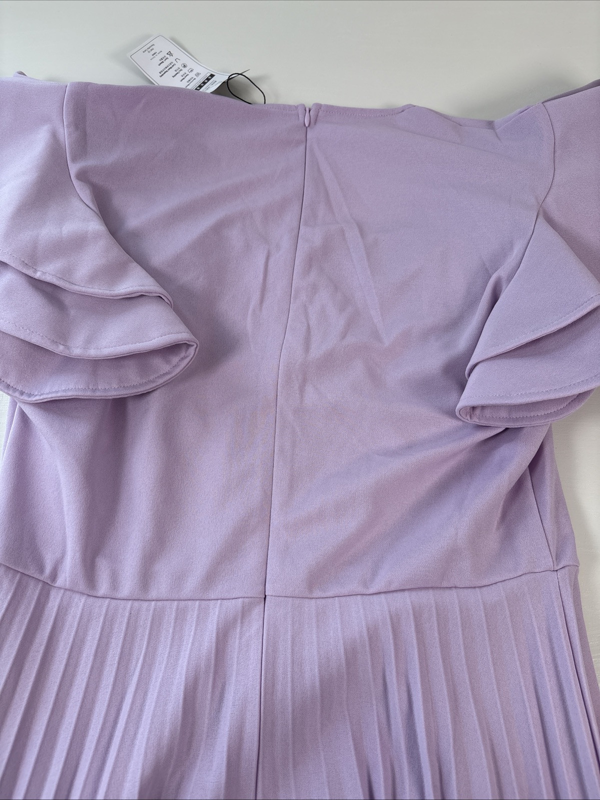 Aomei Womens Long Lilac Purple Flowy Ruffle Sleeve Dress Zip Back Size Large