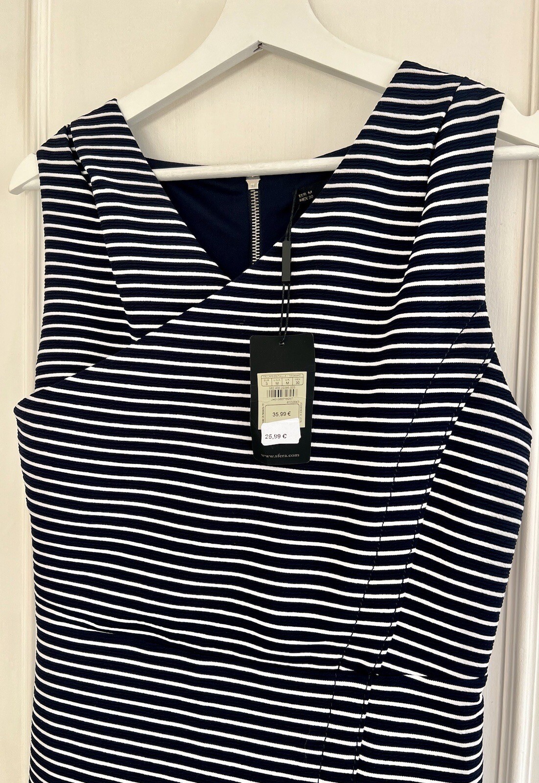 SFERA Navy and White Stripe Bodycon Dress Size Medium (New)