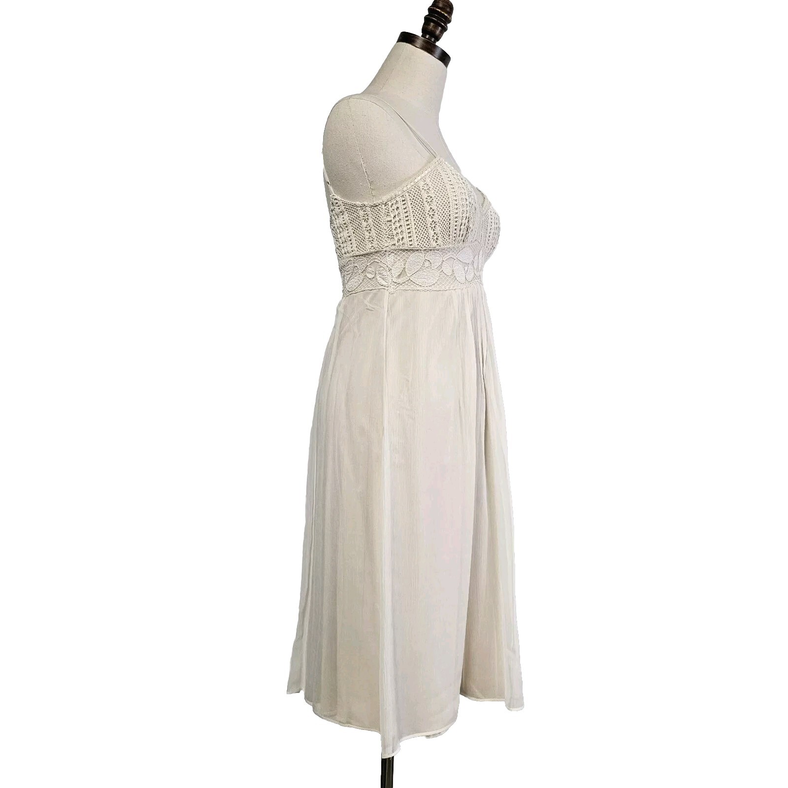 MARIA BIANCA NERO Empire Waist Crochet Accent Ivory Small P Sexy Elegant Dress