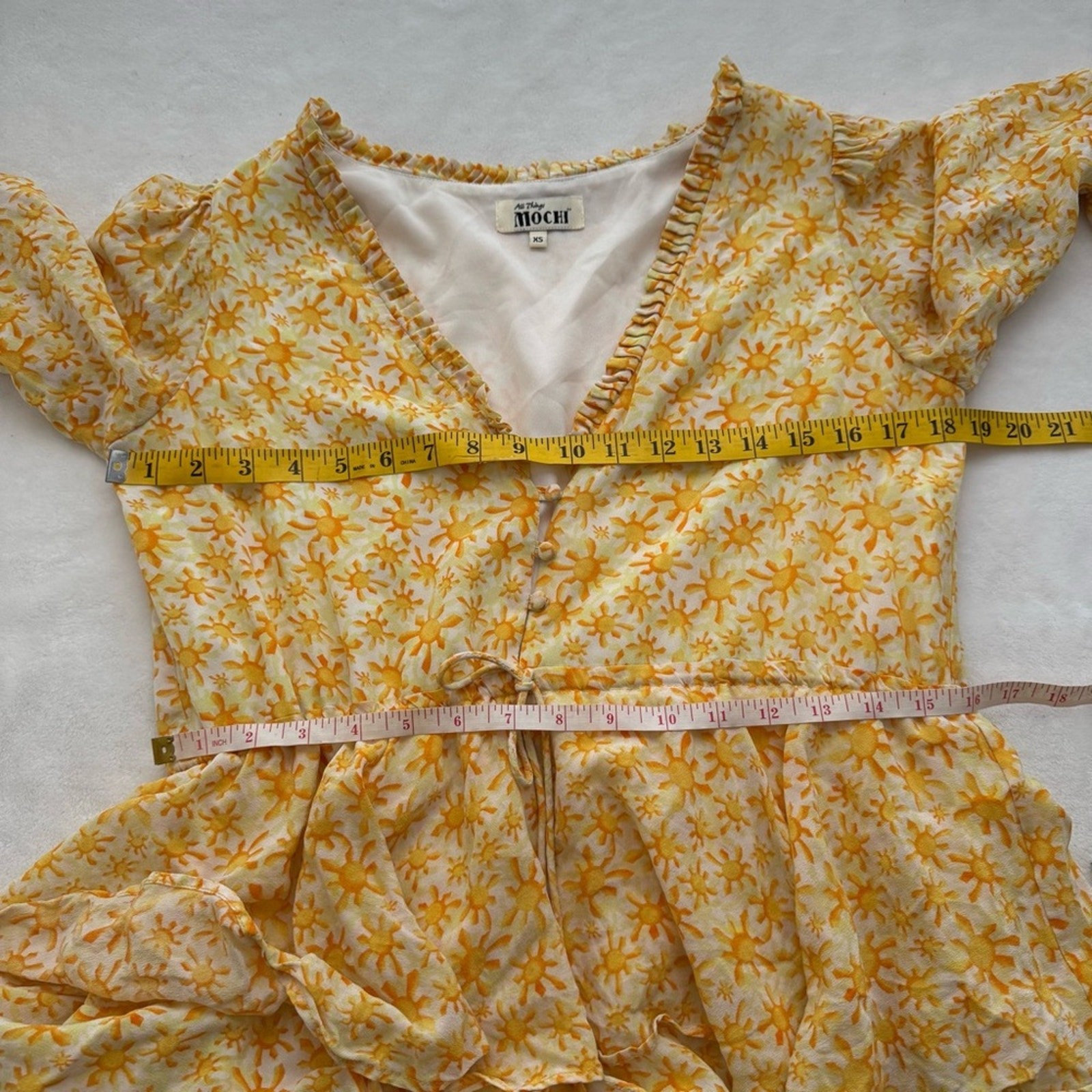 All Things Mochi Luz Tiered Ruffle Maxi Dress in Yellow Size XS 100% Silk