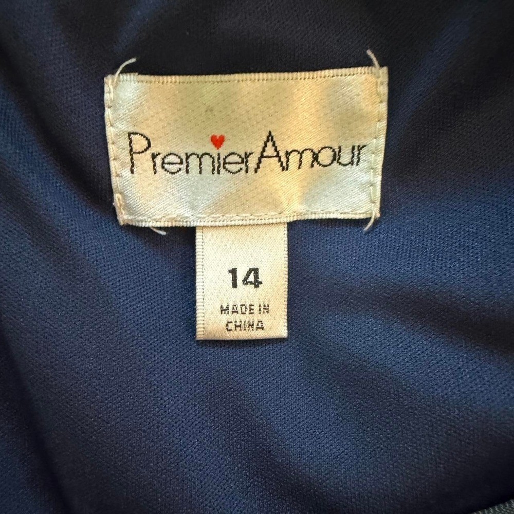 Premier Amour Size 14 Navy & Pink Floral Pleated Handkerchief Maxi Dress