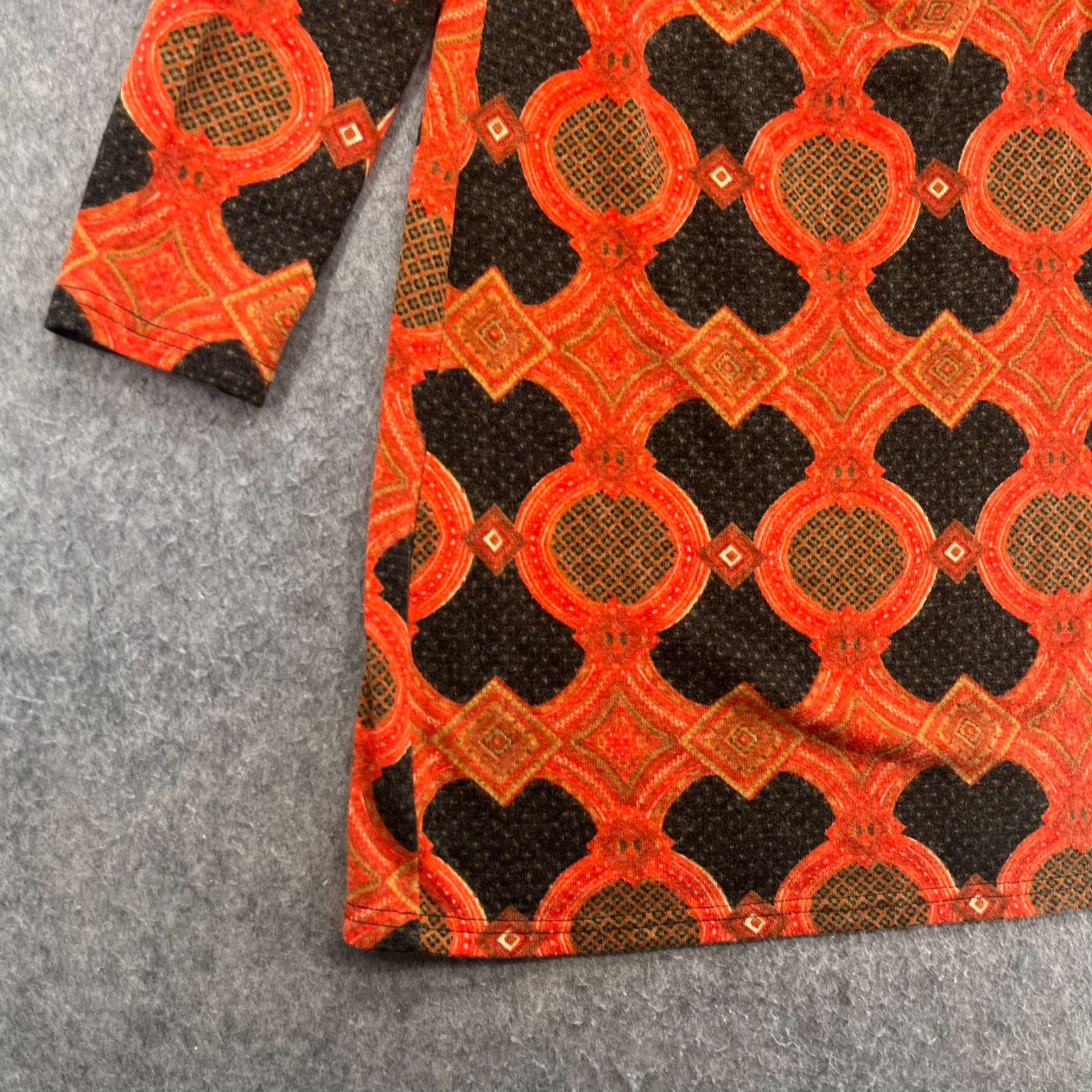 Aryeh Anthropologie Abstract Print Sweater Dress Shift Size L Orange Black NEW