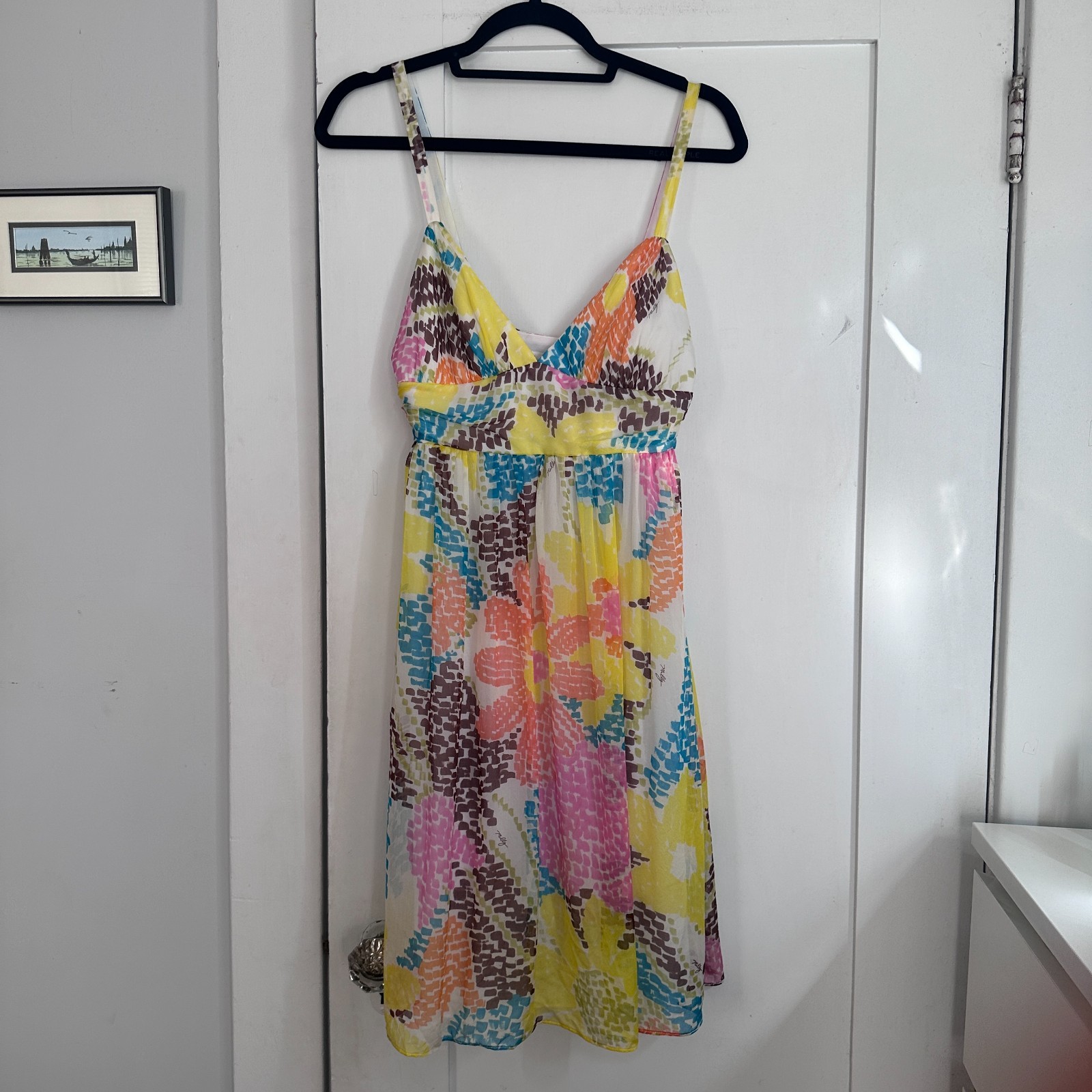 Milly of New York Y2K Floral Empire Waist Chiffon Dress Size 6 Resort