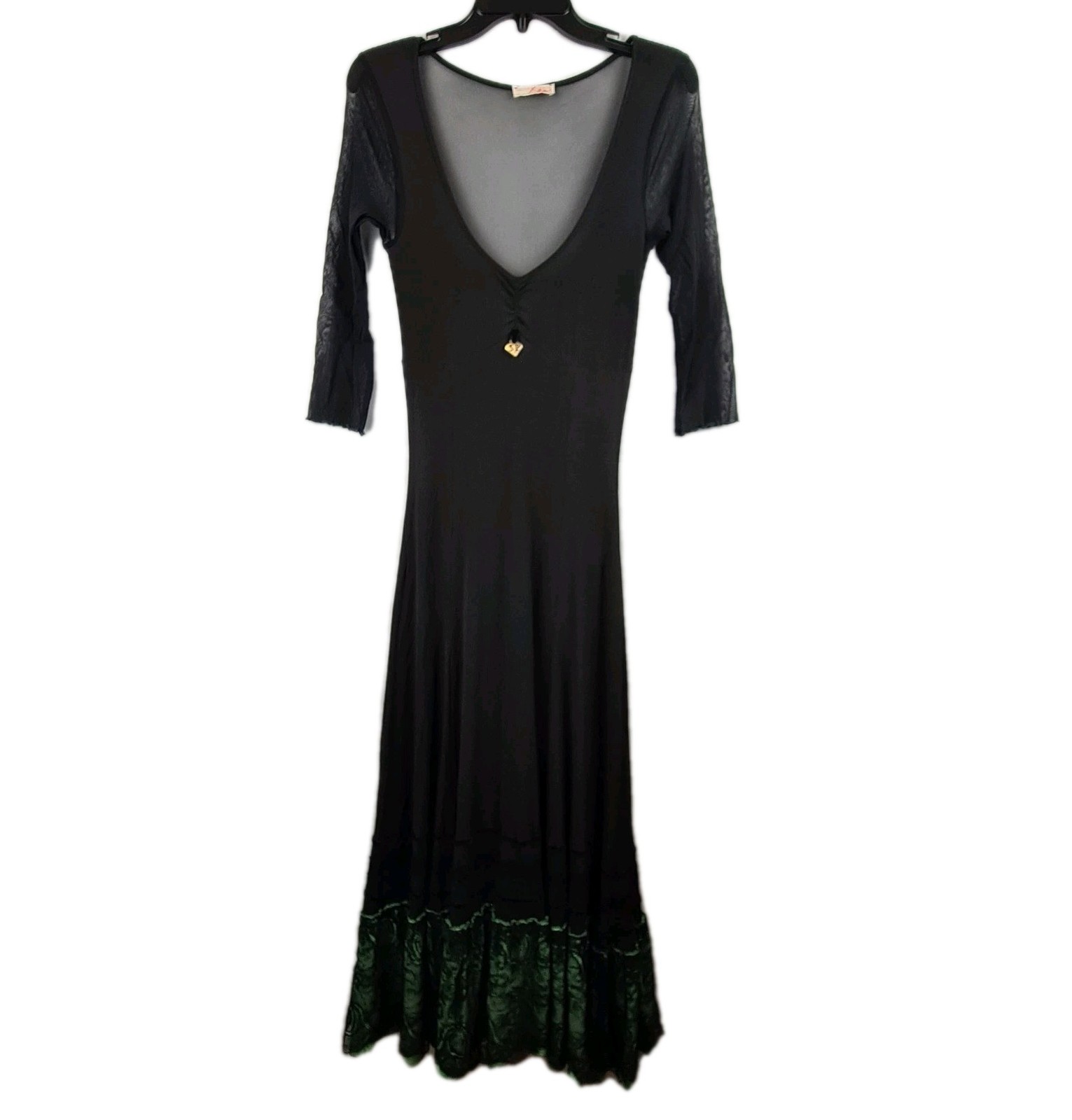 Vintage Shirt Passion Italia Mesh Maxi Dress Small Black Sheer Lace Whimsygoth