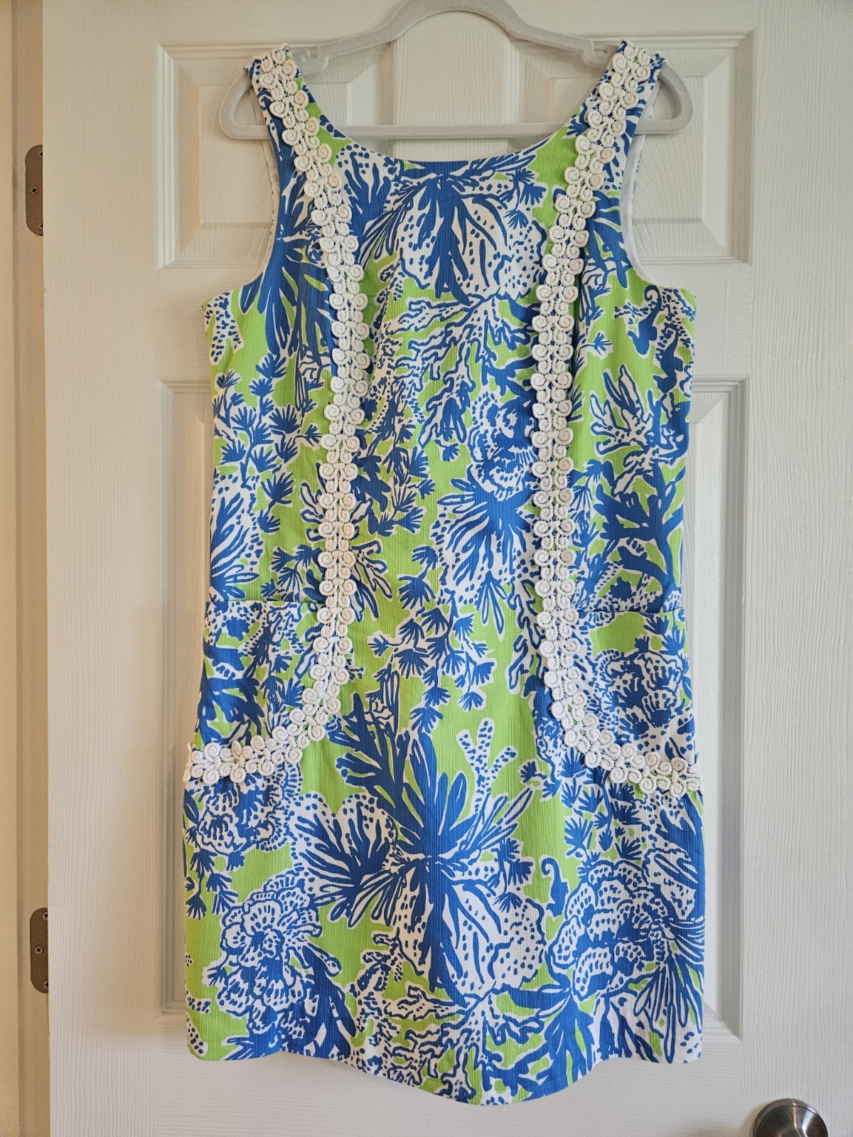 Lilly Pulitzer Casey Shift Dress Limeade Biggest Fan 14 $198 PREPPY
