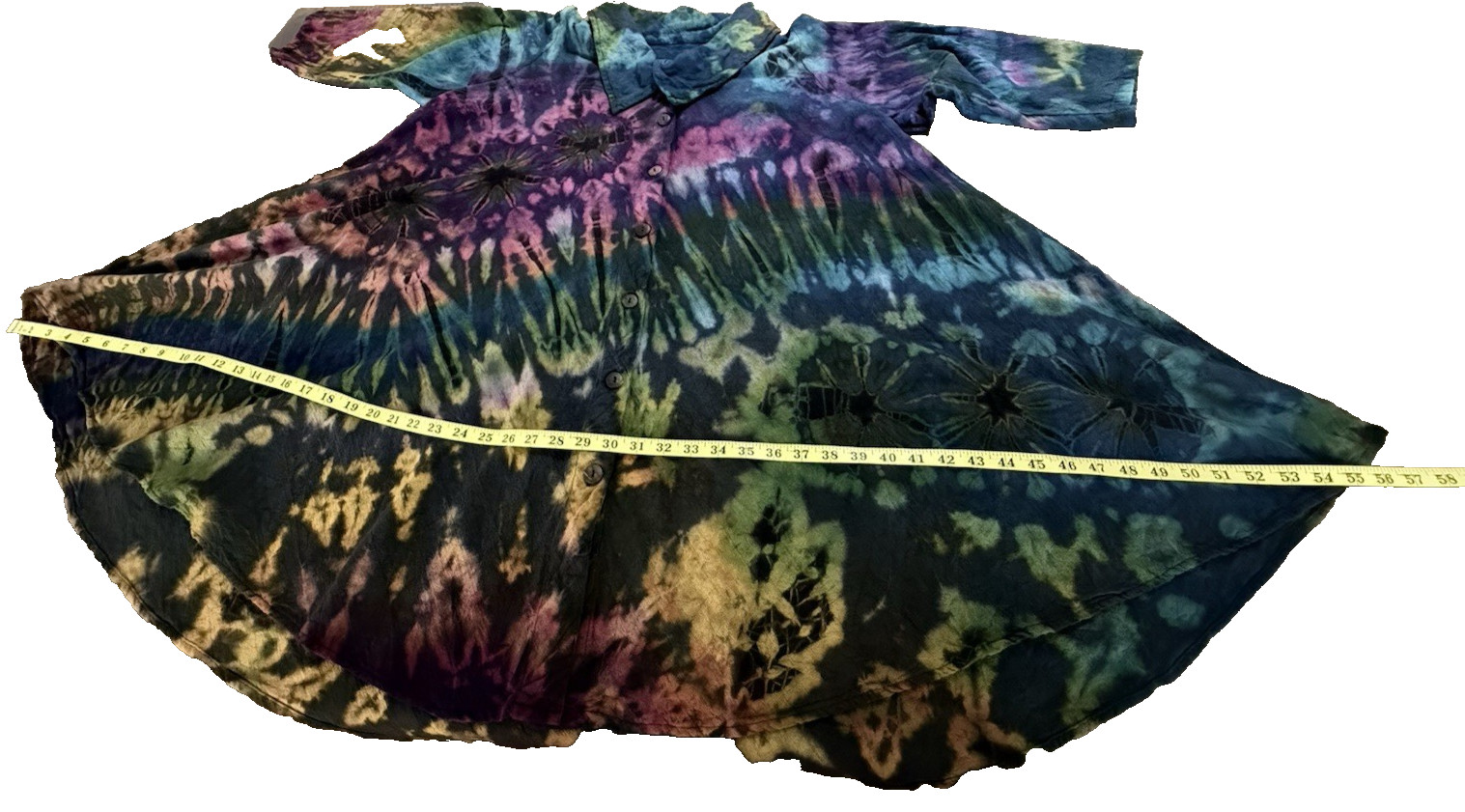 Tucan Hand Tie Dye Trapeze 100% Cotton Jacket Coat Dress Mesilla, NM Women’s L