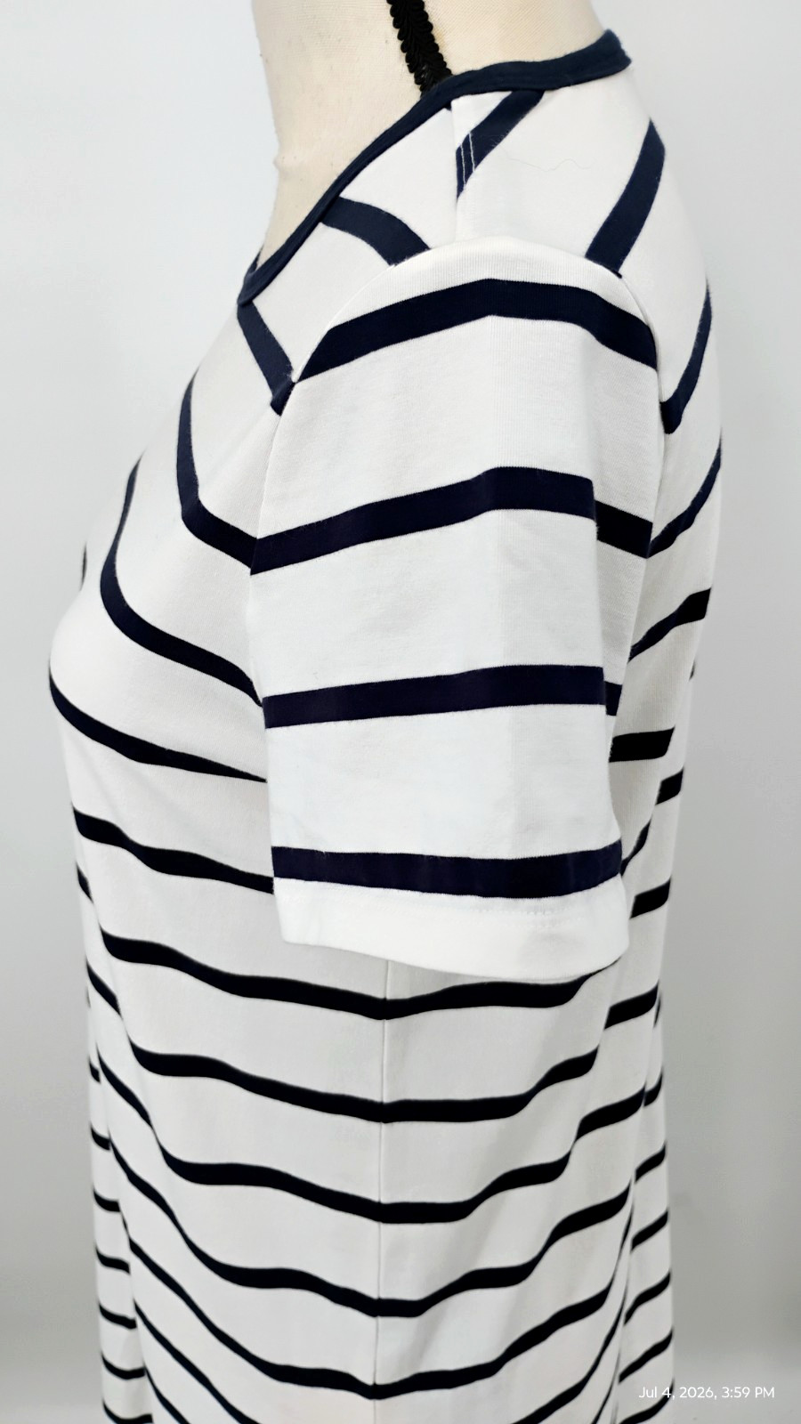 NEW Athleta Essential Tee Dress Winona Navy Stripe Stretch Size Small