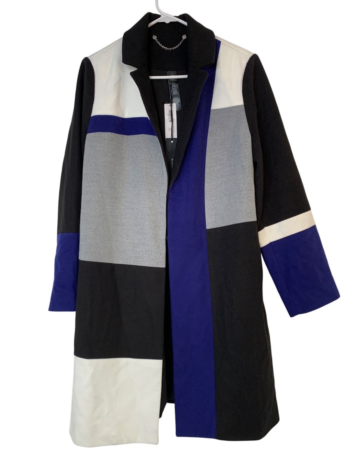 Chicos Black Label Size 8/10 M Patchwork Topper Coat RD10711 $259 NWT