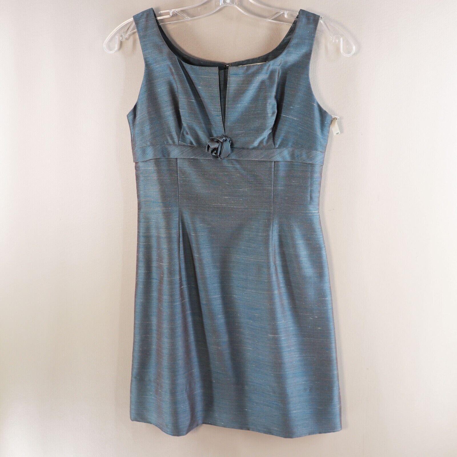 Vtg Dress Maker Charm Japan S Iridescent Blue Tafetta Sheath Sleeveless Knee