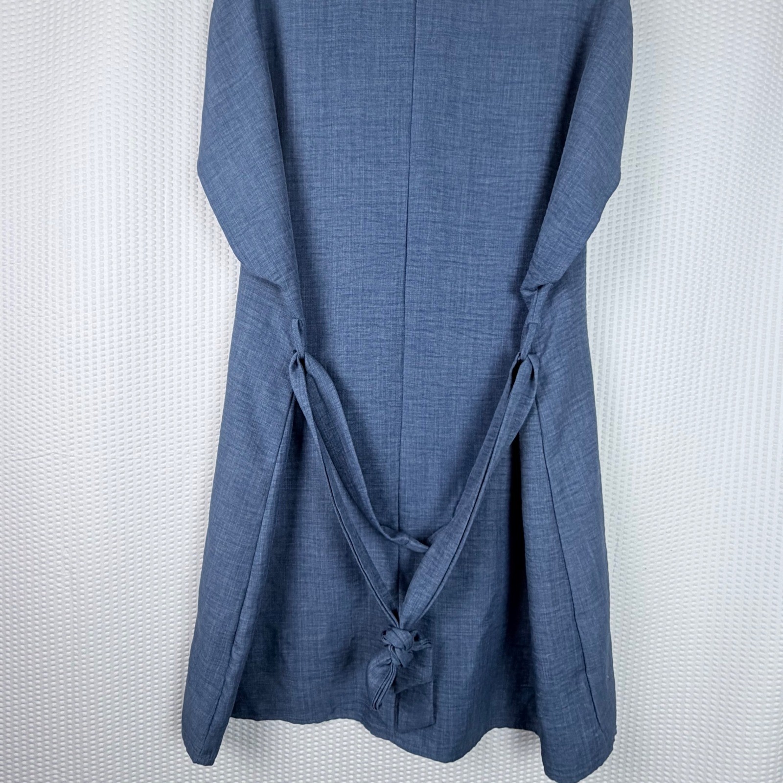 Women’s Denim Blue Split V-Neck Cap Sleeve Back Tie Tunic Dress 2XL Plus Size