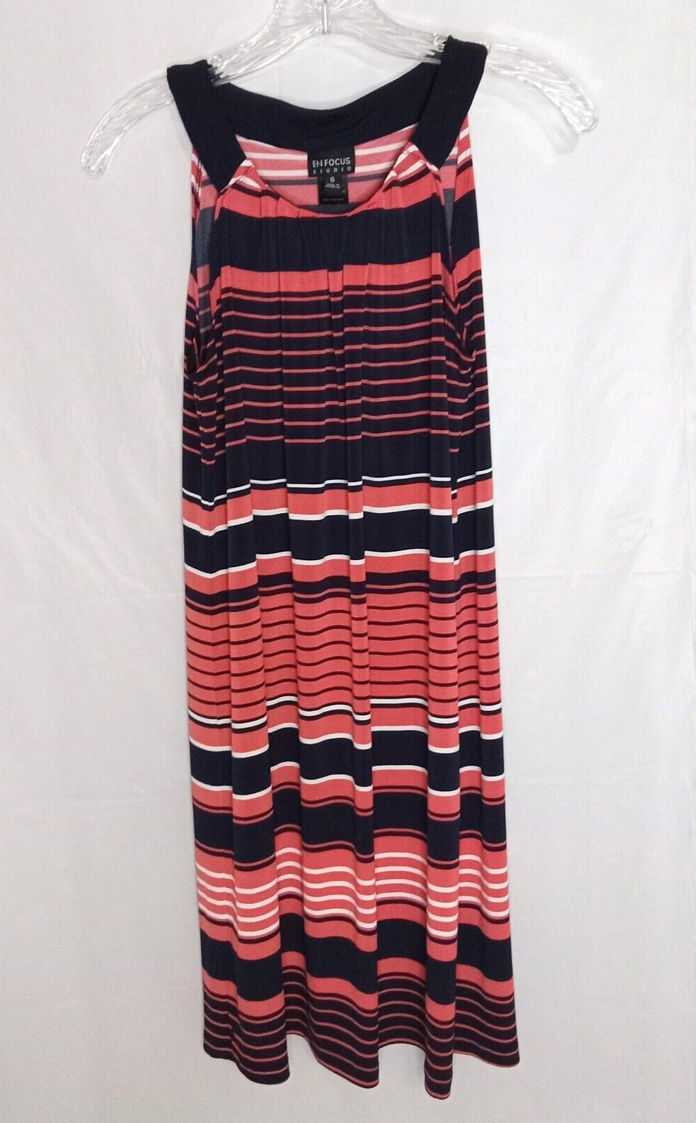 En Focus Studio Women’s Size 6 Striped Sleeveless Dress Lightweight Cool Comfort