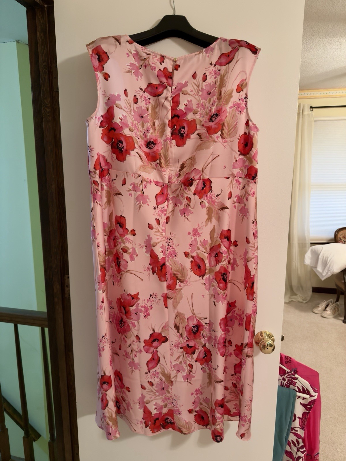 🩷 NEW! TALBOTS Satin Midi Dress Watercolor Bouquets Floral Print Size 16W
