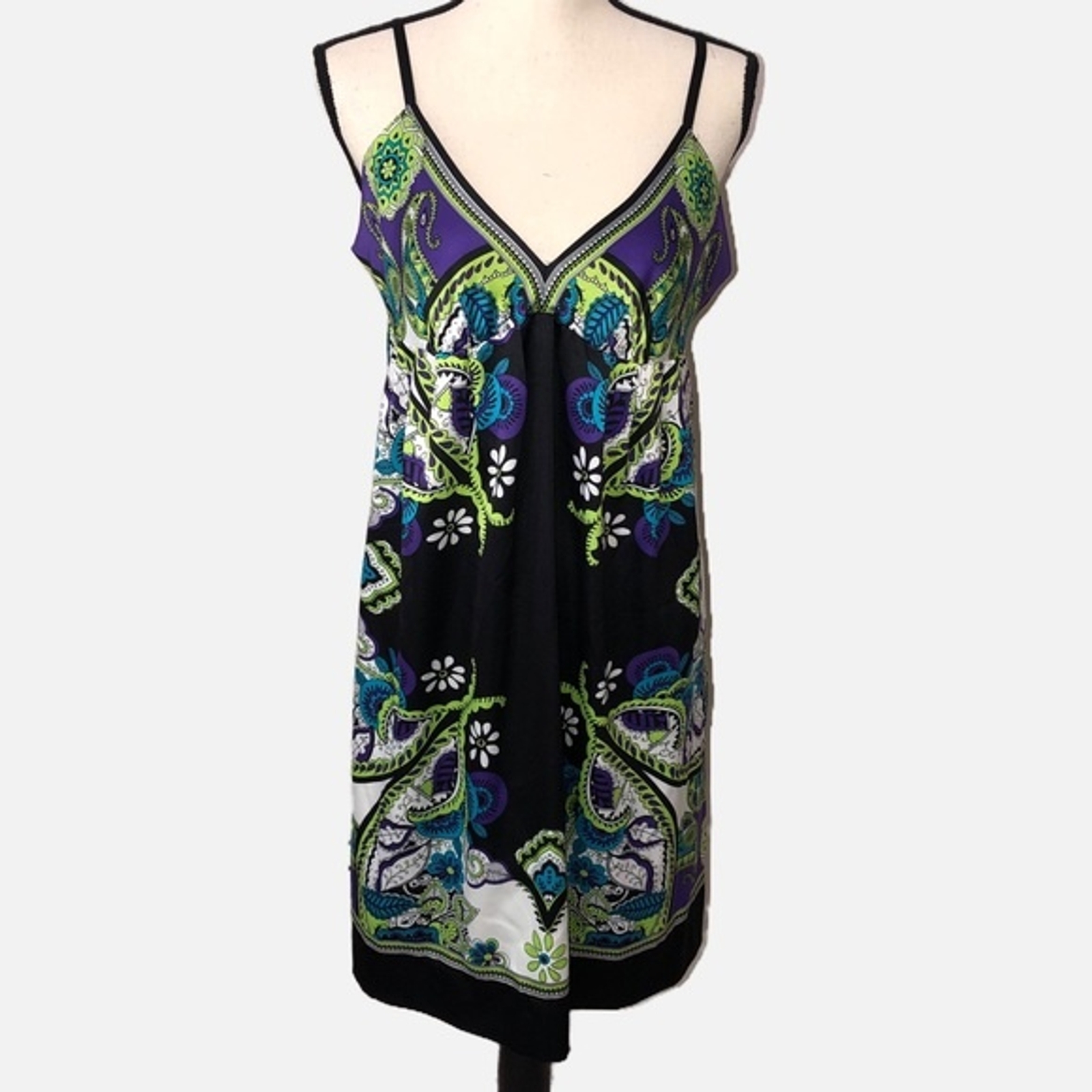 Wedding Guest Dress Size 10 Vintage Party Silky Adjustable Straps Black Purple