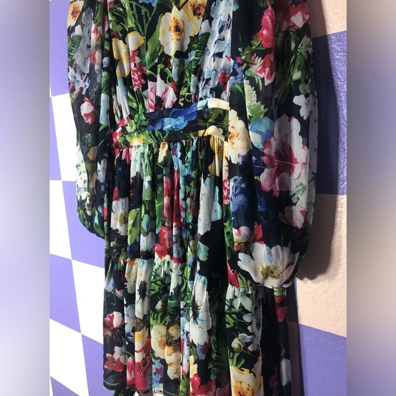 NWT LDT Ink Eden Floral Long Sleeve Open Back Mini Dress with Pockets – Size 4