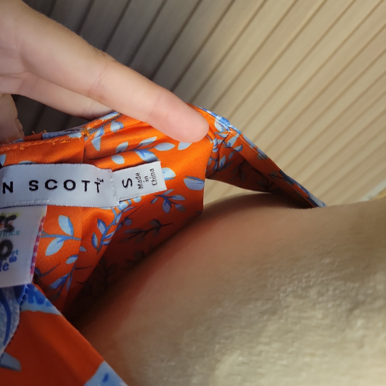 Gretchen Scott Dress Womens Small S Orange Blue Tropical Floral Shift V-Neck
