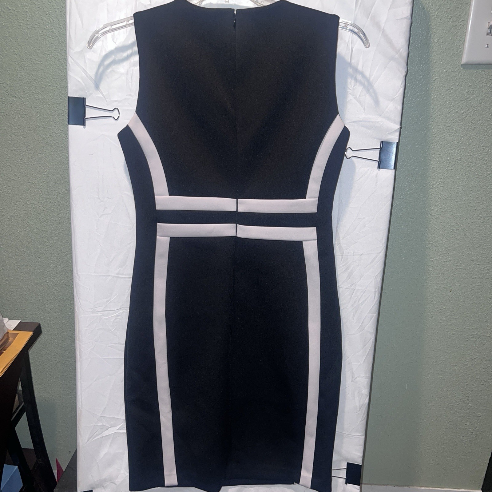 Calvin Klein 10 Dress Colorblock Scuba Knit Black White Career Work Office Chic
