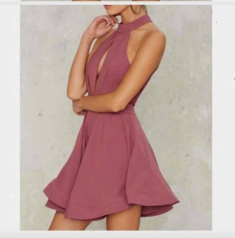 Nasty Gal Ginger fizz shanghai surprise sheer back fit flare cutout dress xs
