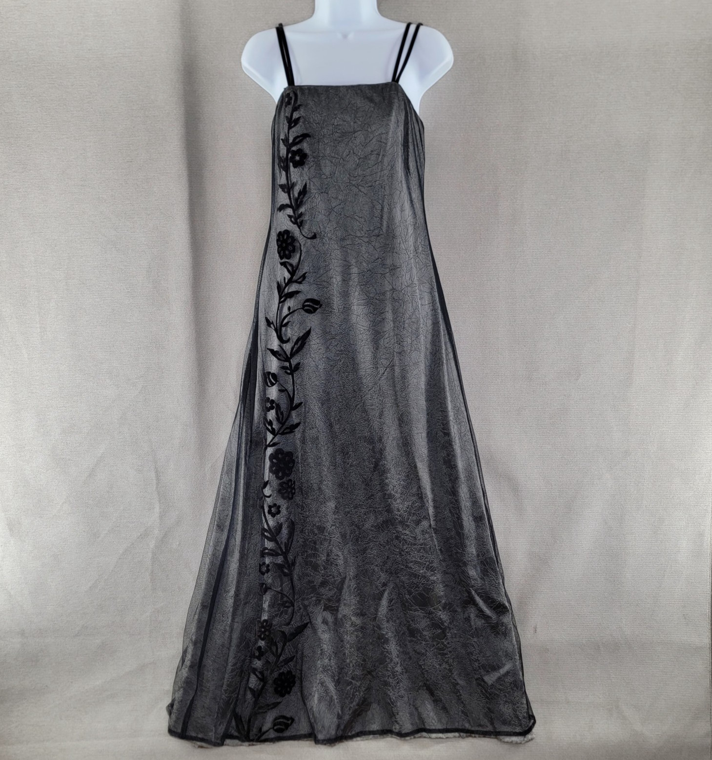DeLaru Womens Dress Whimsigoth Velvet Floral Vtg Maxi Size 9/10 Fairy Net