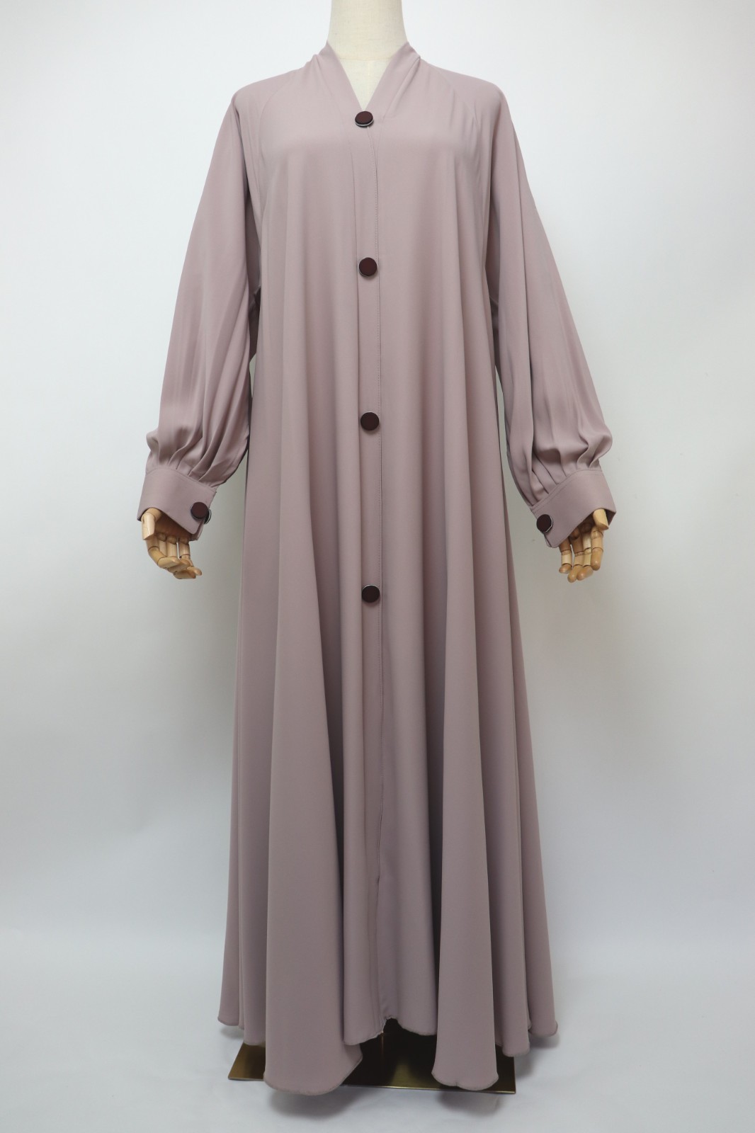 Dubai Abaya Closed Cuffed Flare Umbrella Abaya Muslim Modest Dress Soft Taupe