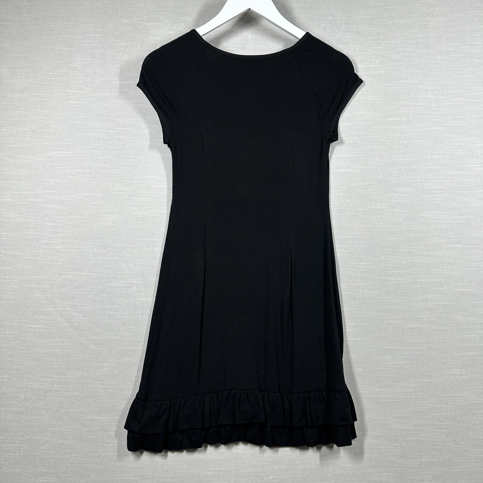 Susana Monaco Dress Womans Black Petite Ruffle Italy Chic Classic Elegant Simple