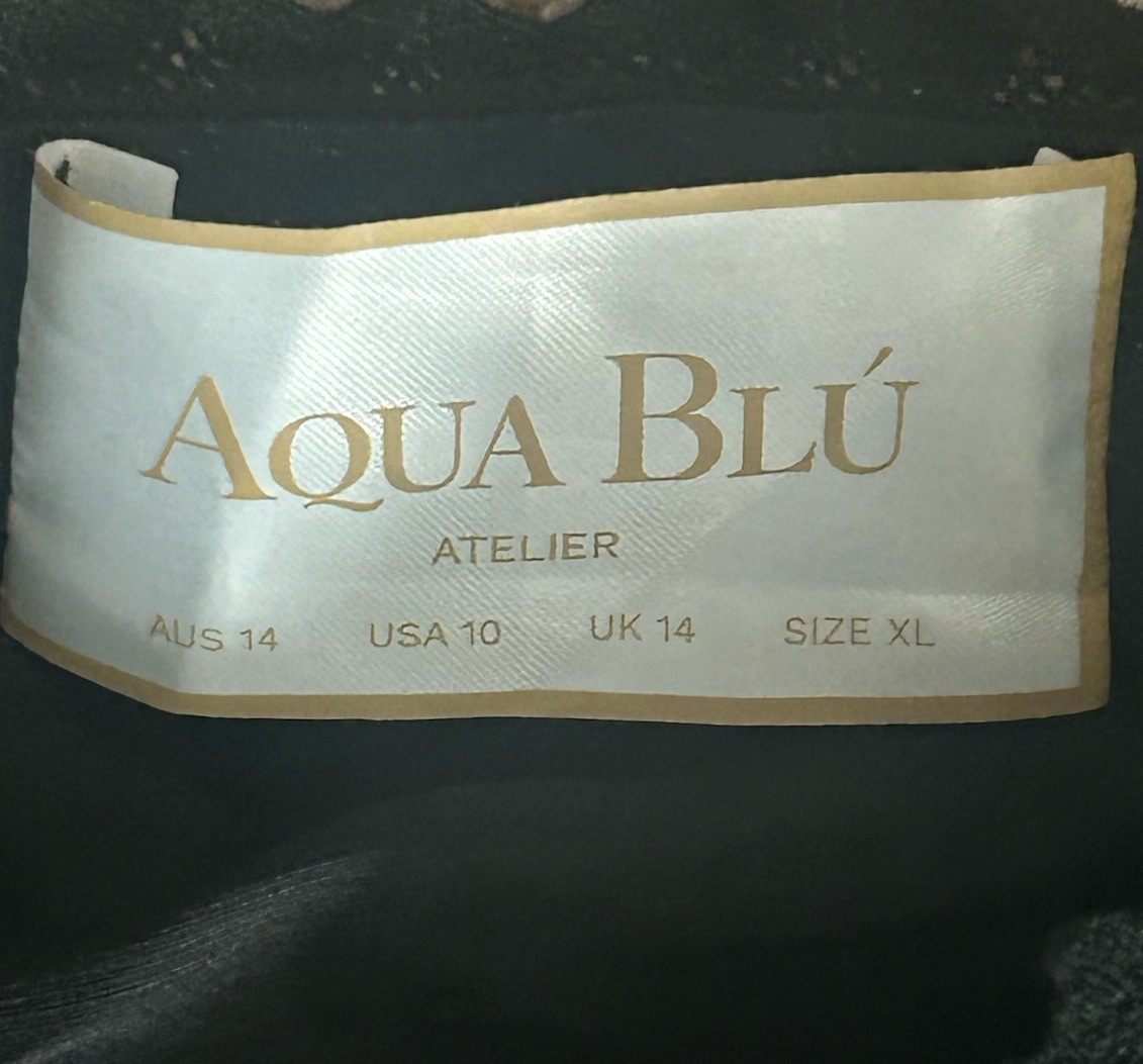 Aqua Blu Sparrow Tiana Black Linen High Neck Maxi Dress Sz XLarge US10 Australia