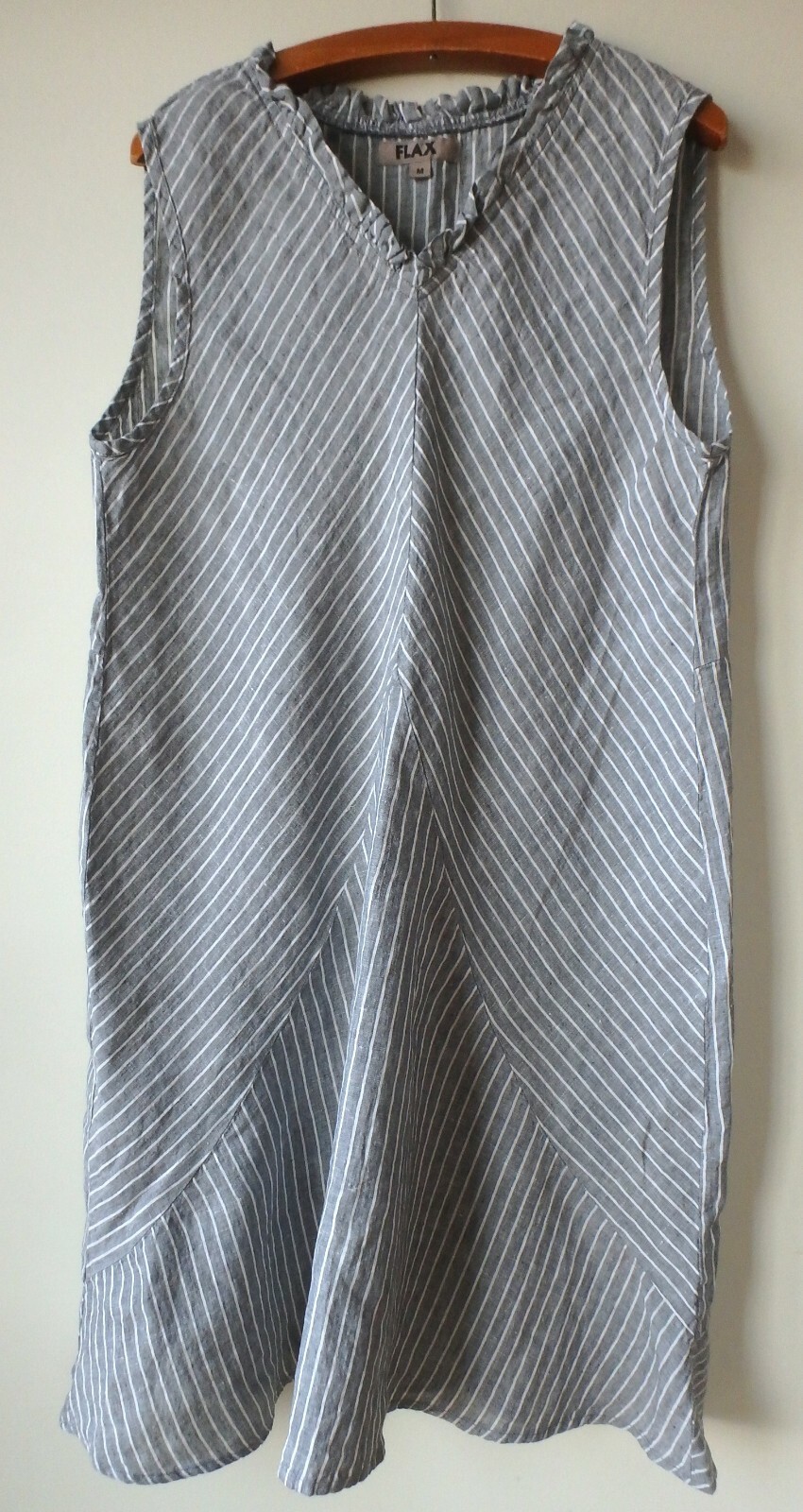 FLAX Designs Linen Dress M & L NWT Special Dress GREY STRIPE