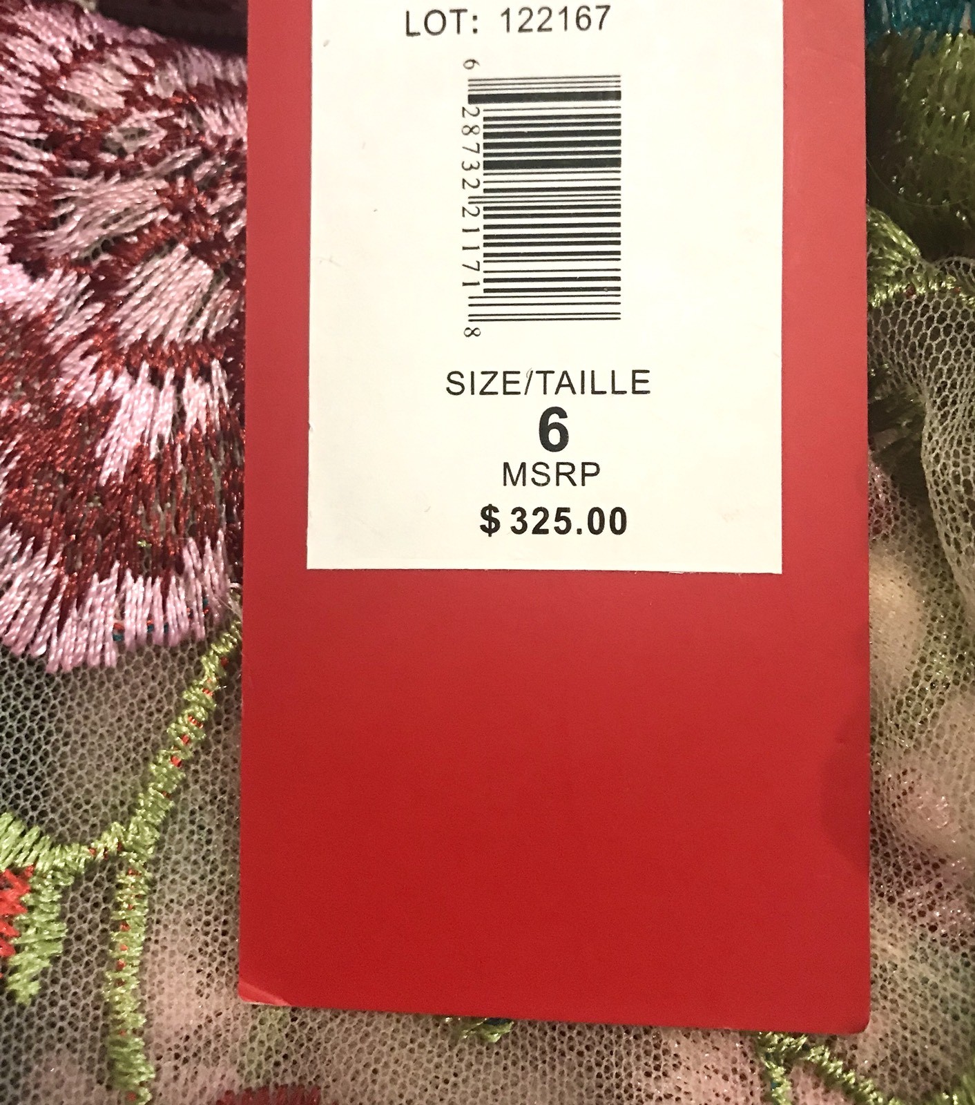 Carmen Marc Valvo Sz 6 Embroidered Floral Dress Retail $325 Price $148 NWT