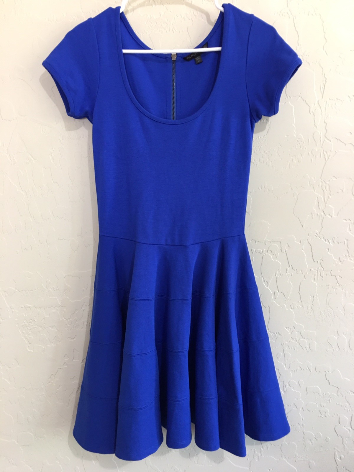 New Felicity & Coco Womens Blue XSmall Tiered Ponte Fit & Flare Dress SS 7272