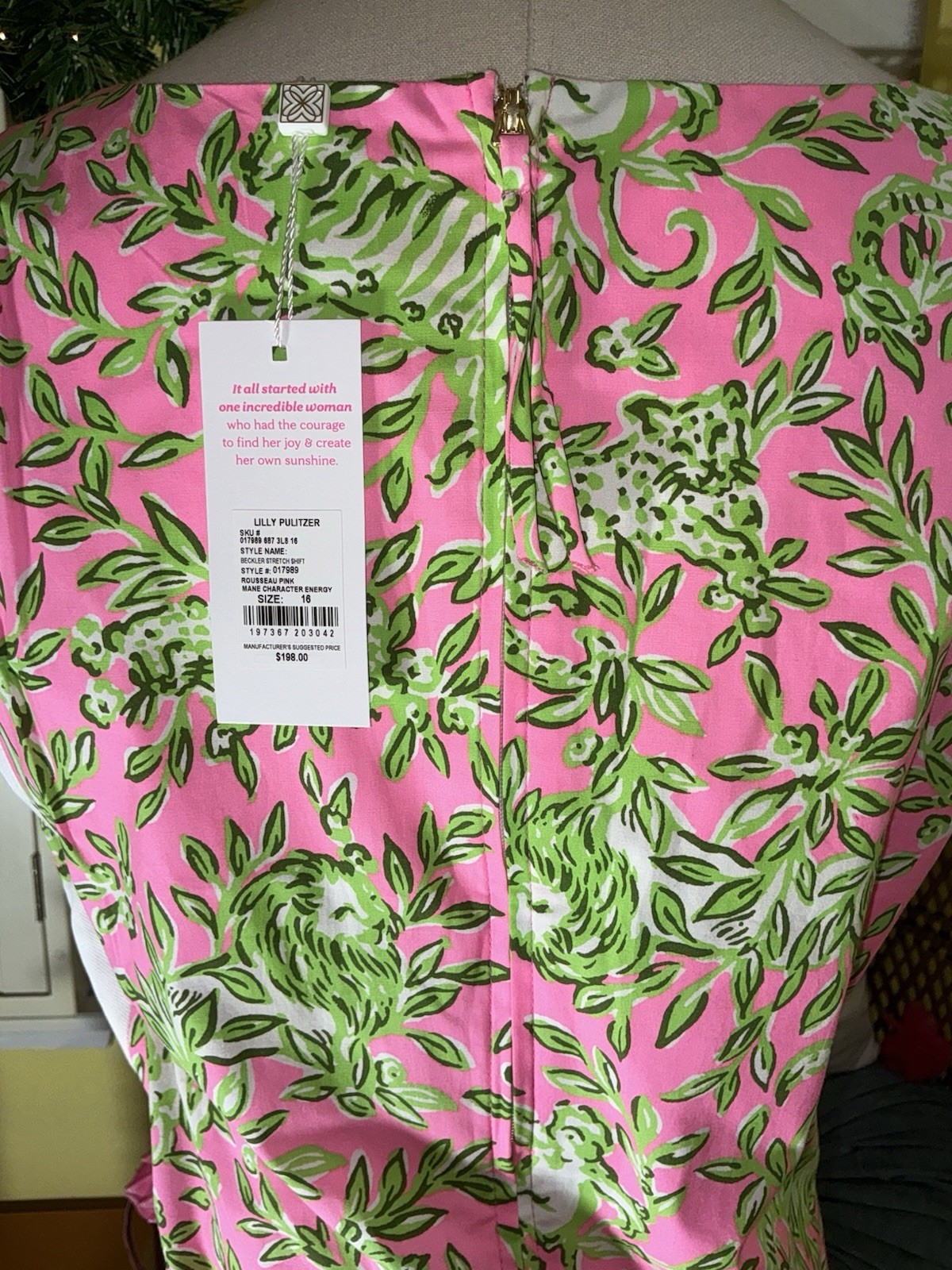 Lilly Pulitzer NWT Beckler Stretch Shift Pink Mane Character Energy $198 Size 16