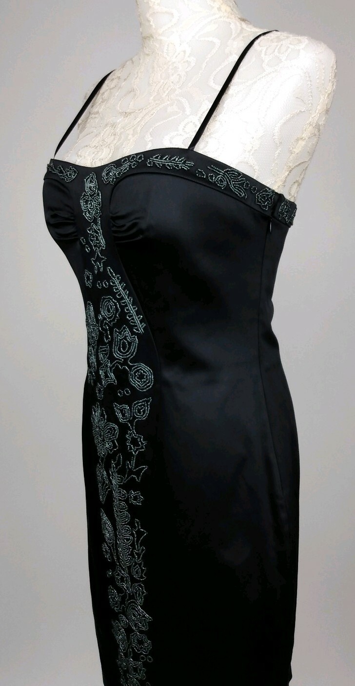 Laundry By Design 3% Stretch Dressy Body-con Beaded Front Dress Size 6 Black