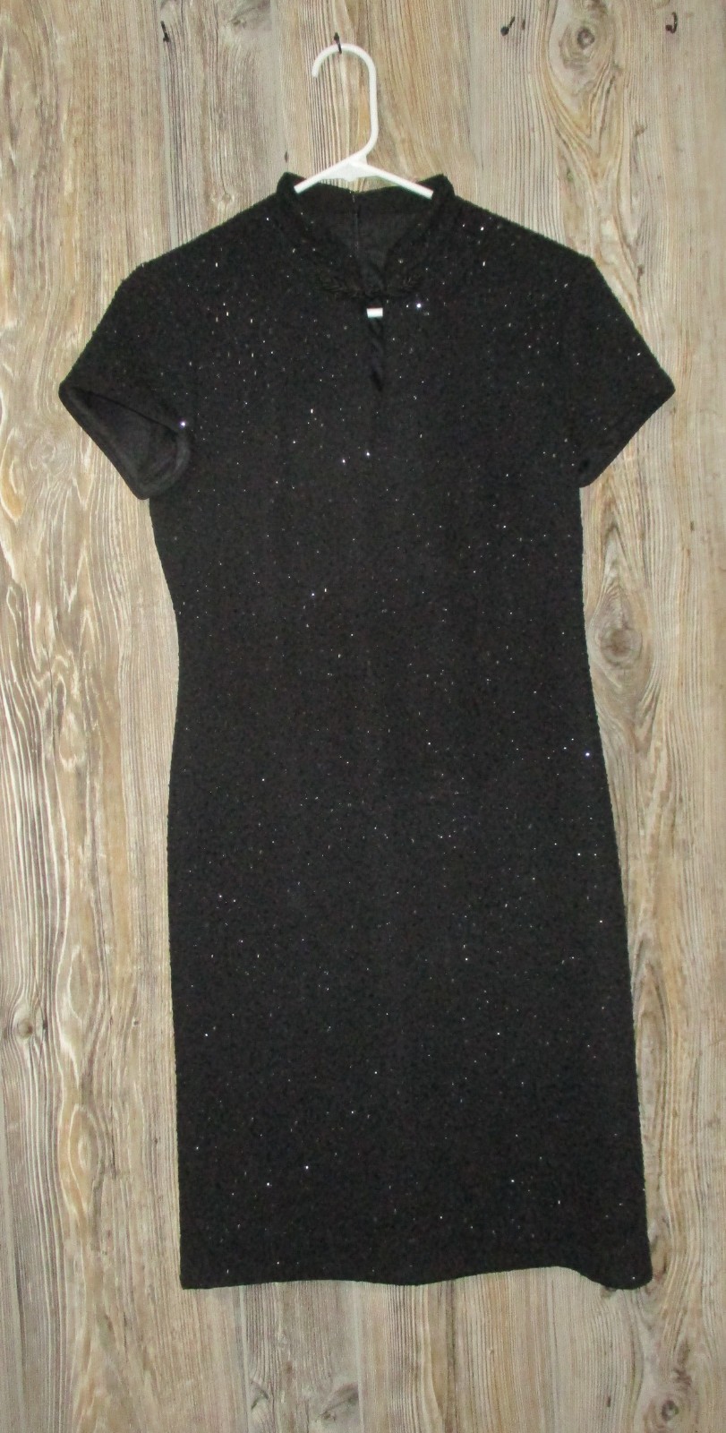 David Warren New York Mandarin Black Formal Dress Sz 8P 1990s Sparkly Holiday