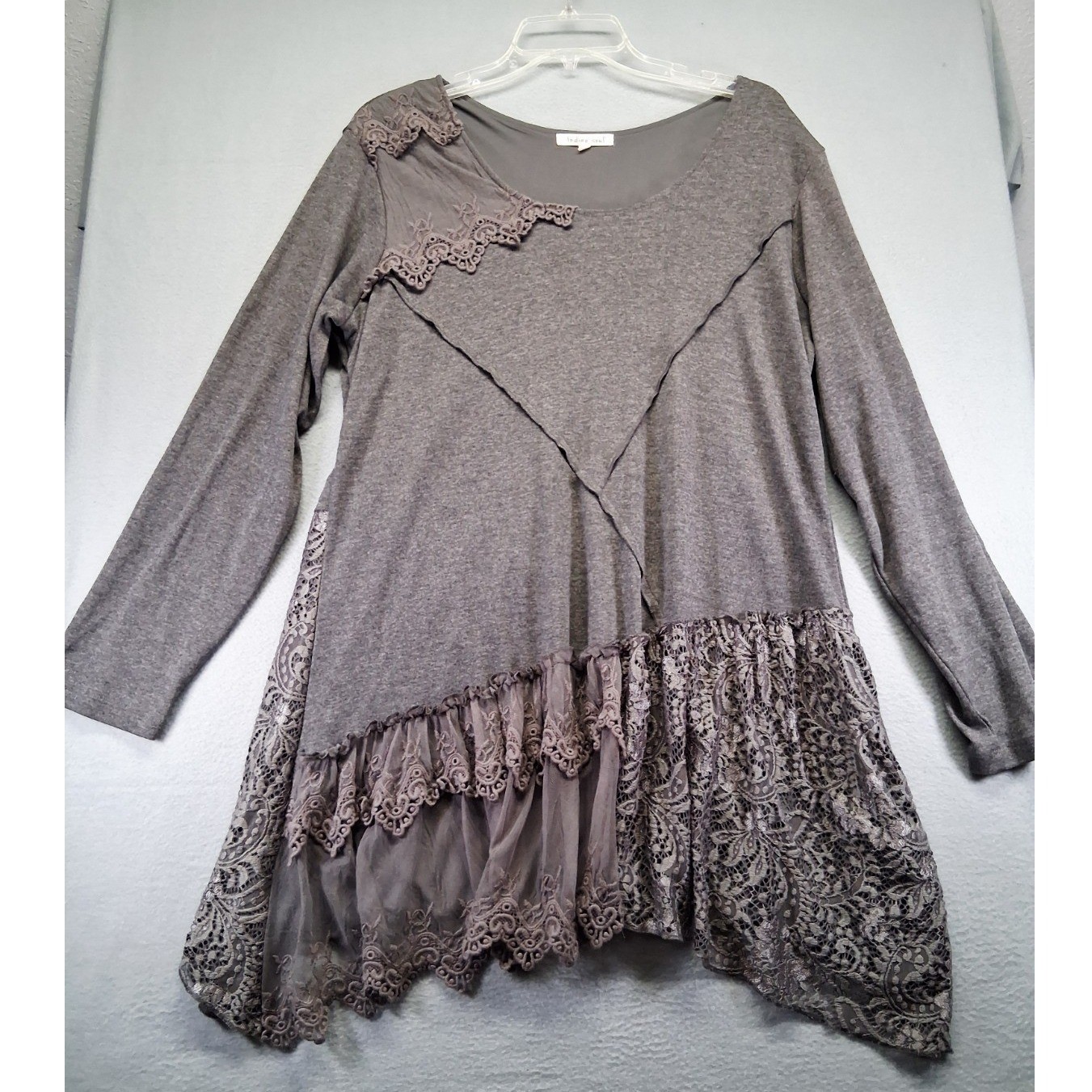 Indigo Soul Women’s Long Sleeve Gray Dress Size 2XL Mid length