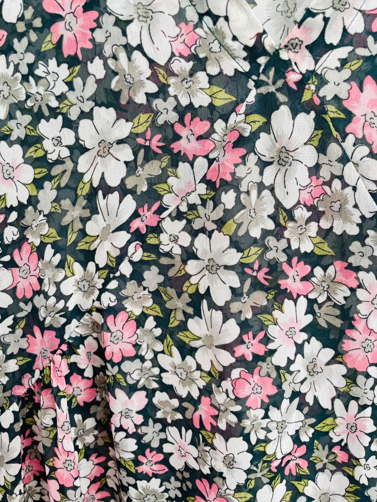 BURLINGTONS’ 100% Silk Dark Green & Pink Floral Midi Tea Dress Sz 18 Mint