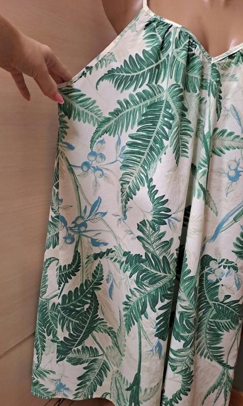 H&m Green Botanical Leaf Spaghetti Strap Dress Size S