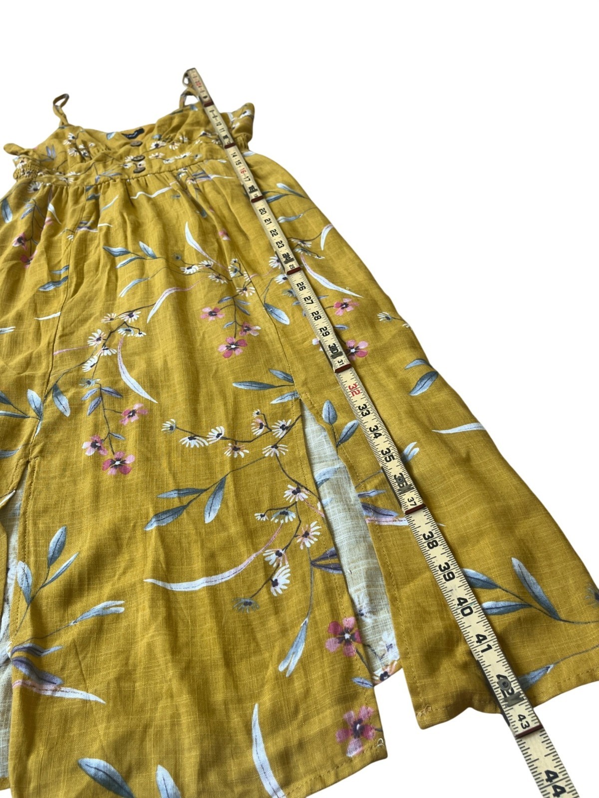 One Clothing Los Angeles Midi Slip Dress Womens XS Yellow Floral Cottage Boho