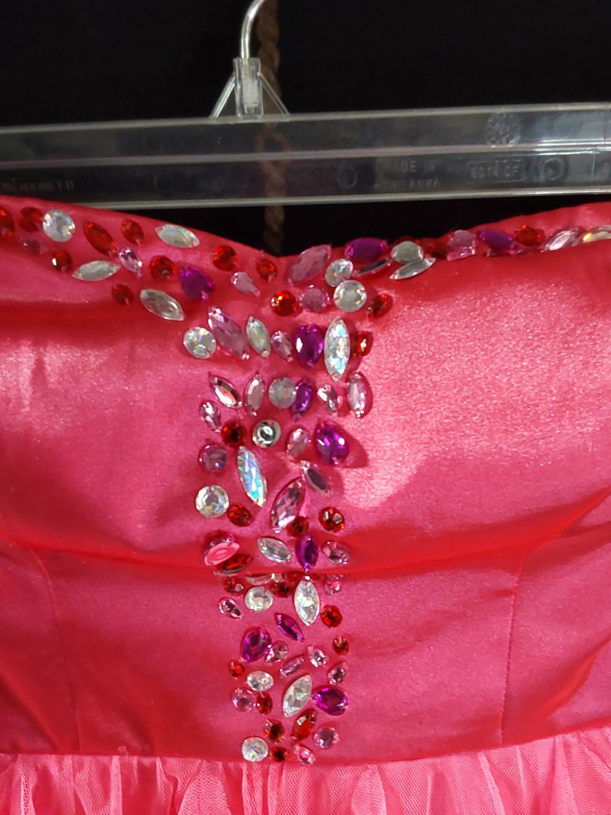 Sequin Hearts Hot Pink Ruffeled Rinstone Mini Dress Prom Size 3