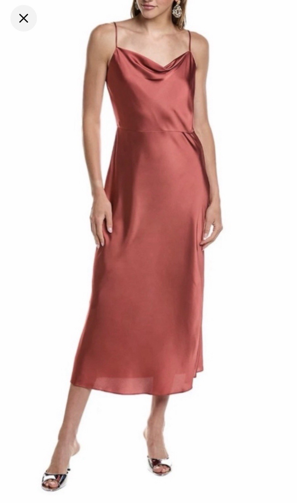 NWT Vince Satin Cowl Neck Midi Slip Dress Size 2 – Ruby River/Terracotta – $395