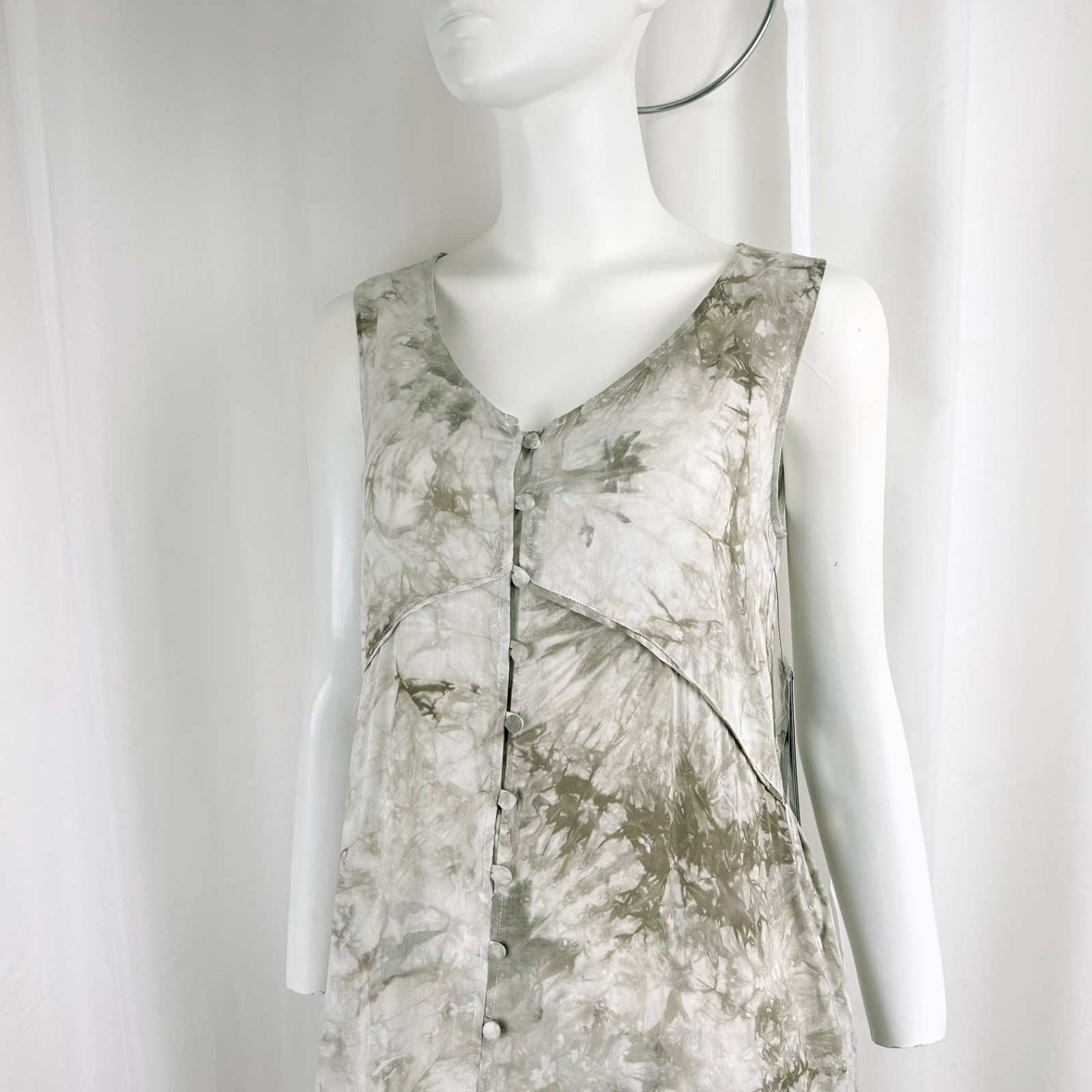 Tribal Brand Sleeveless 3-Tiered Boho Maxi Dress “Fern” Tie Dye XS