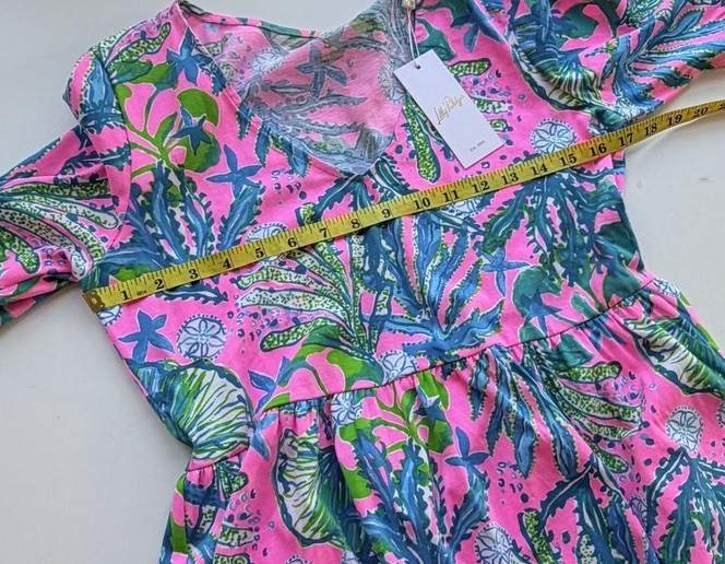 Lilly Pulitzer Jannie Dress V-Neck Three Quarter Sleeve Mini Size Small