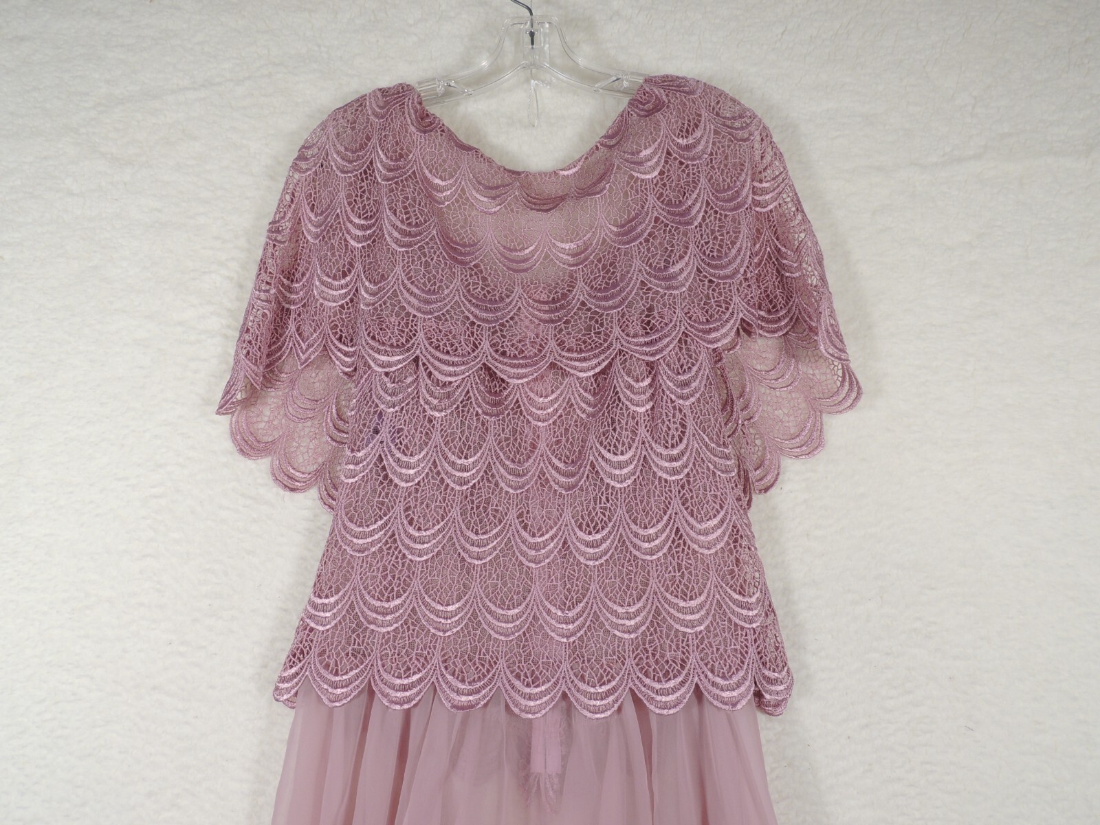 Lee Jordan Muave Lace Summer Casual Wrap dress sz 12 Large cocktail Party Bridal