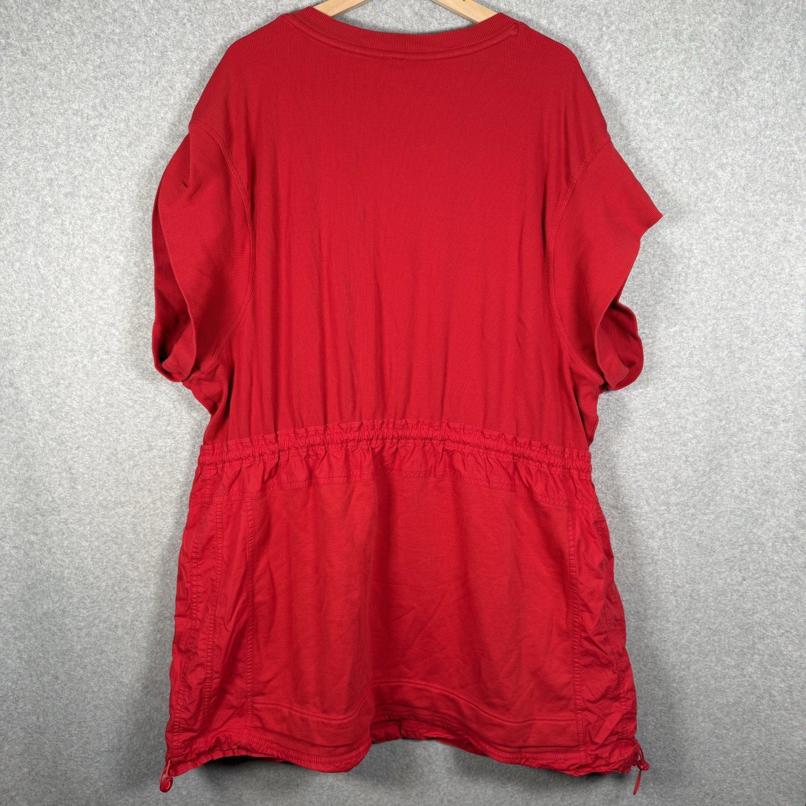 Daily Practice by Anthropologie Short-Sleeve Mini Dress Red Ribbed Tie 2X