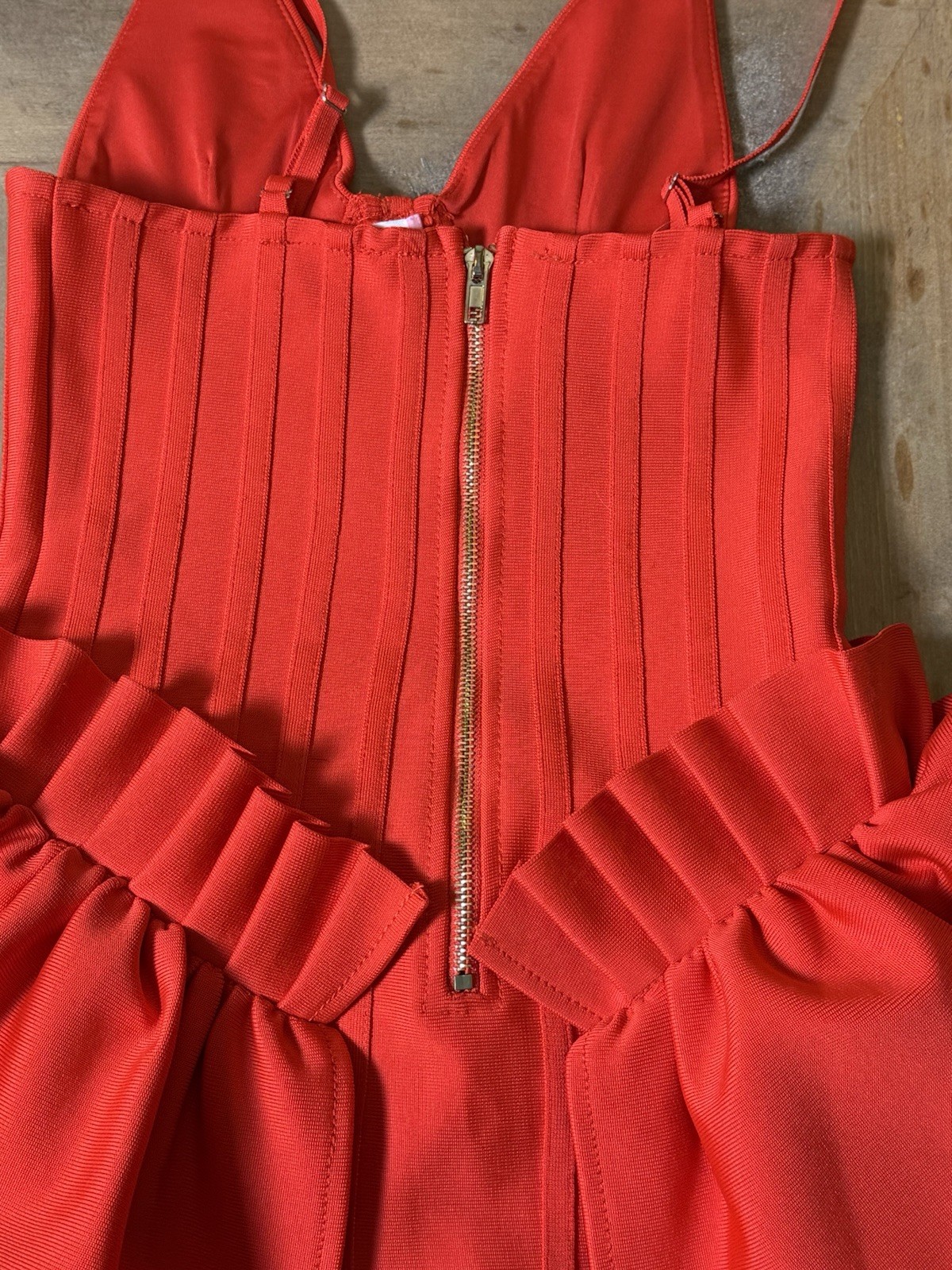 Red Corset Style Exaggerated Peplum Dress | Vegas | Structural | 80s Retro Vibe