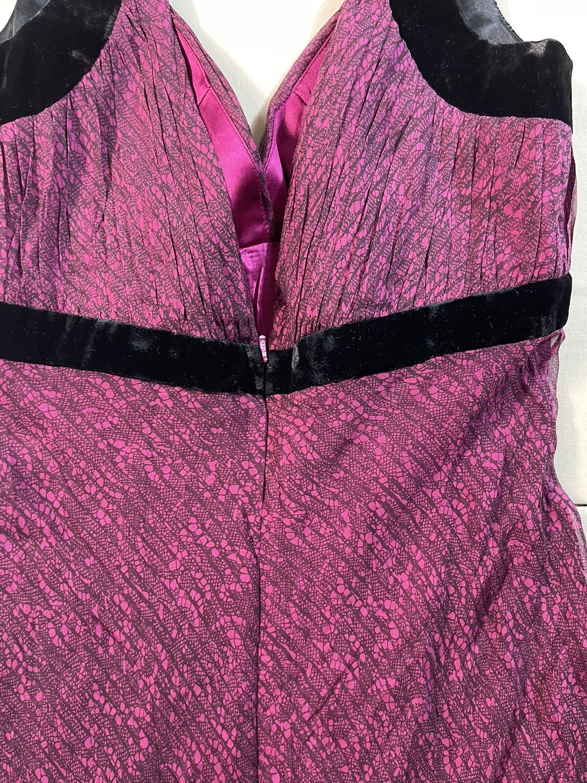 Carmen Marc Valvo Fine Feathers Magenta Strap Sundress Dress Size 4