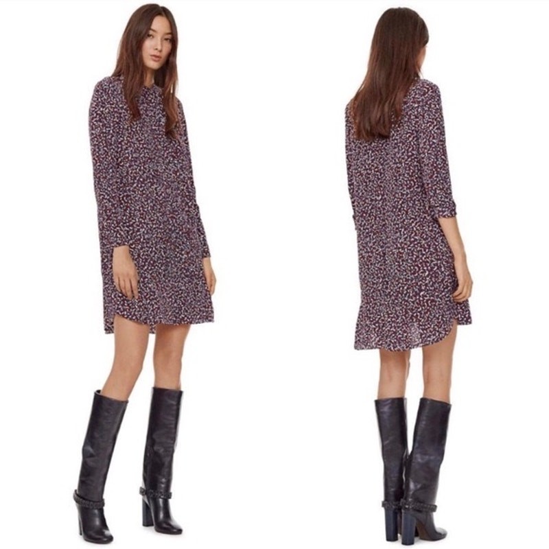 TORY BURCH RED CONFETTI PRINT MIDI DRESS SIZE 6