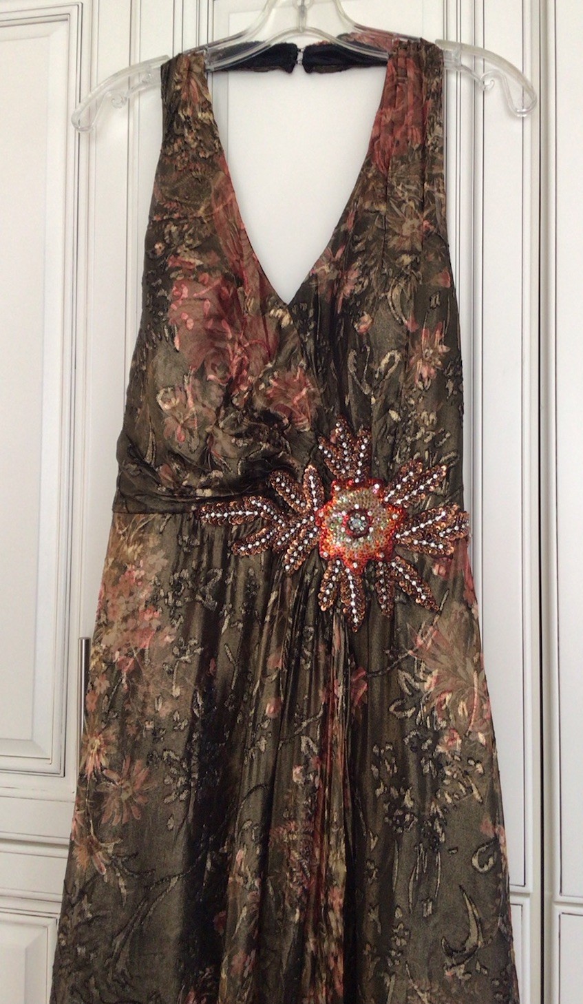 NWT Laurence Miller Floral Beaded Sequin appliqué Y2K Fairy Gown Evening Dress