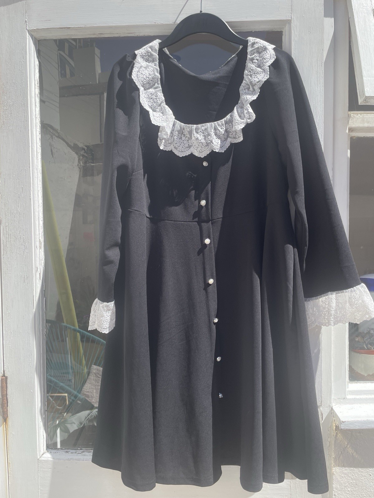 90s Y2K Black White Dress Frill Shein Grunge Babydoll Size 2XL