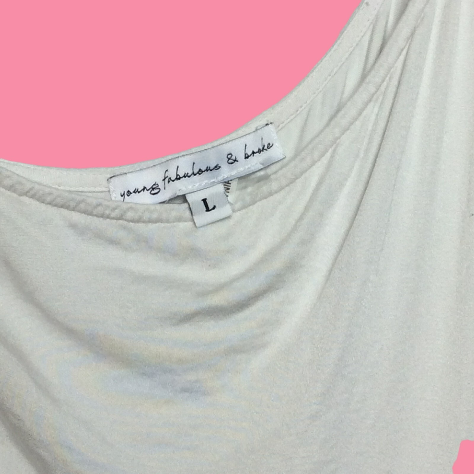 READ Young Fabulous & Broke Asymmetrical Long Sleeve Bodycon Dress L White/Cream
