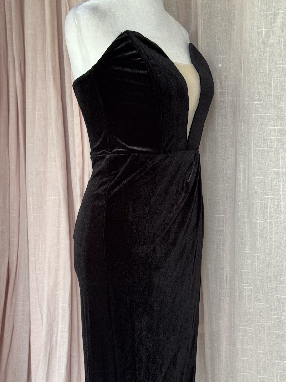 Lulus My Dream Come True Black Velvet Strapless Maxi Evening Dress, Size S
