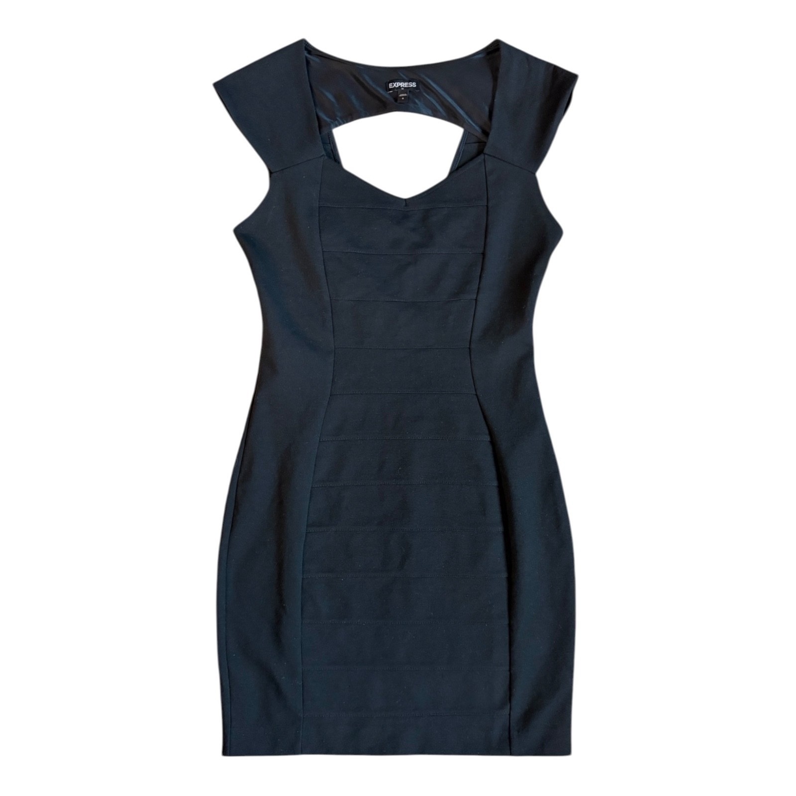 EXPRESS Womens Black Dress Bandage Modern LBD Bodycon Cutout Size 8